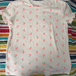 Cat and Jack White Cherry Print Girls Shirt